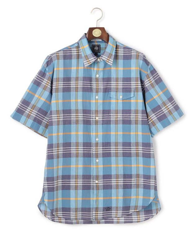 J.PRESS MEN 【J.PRESS ORIGINALS】Indian Madras Regular half Sleeve Shirt / Baggy-Fit ブルー系3