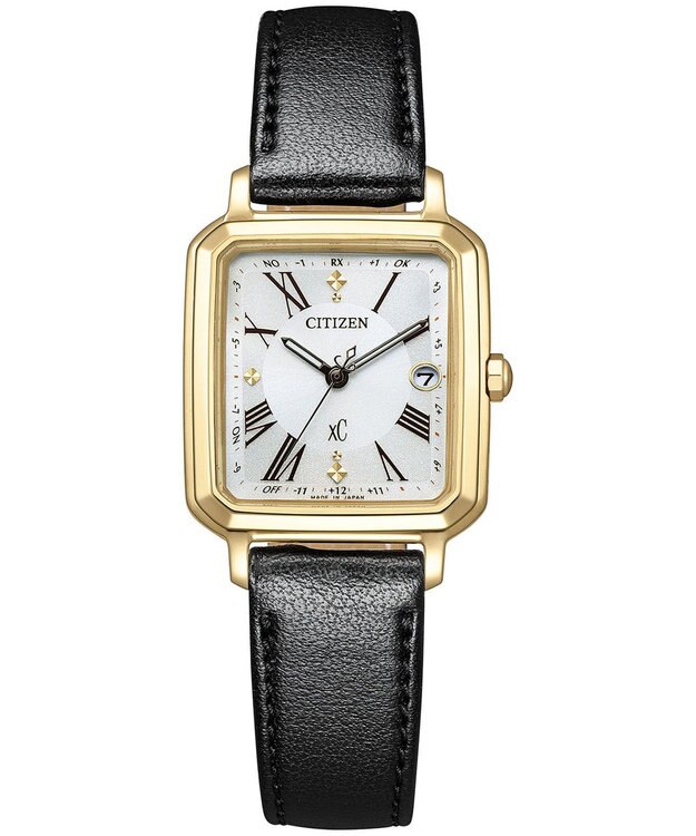 CITIZEN 【替えバンド付き2way】電池交換不要の電波時計 hikari collection Square 2way Model ES9502-12A イエローゴールド