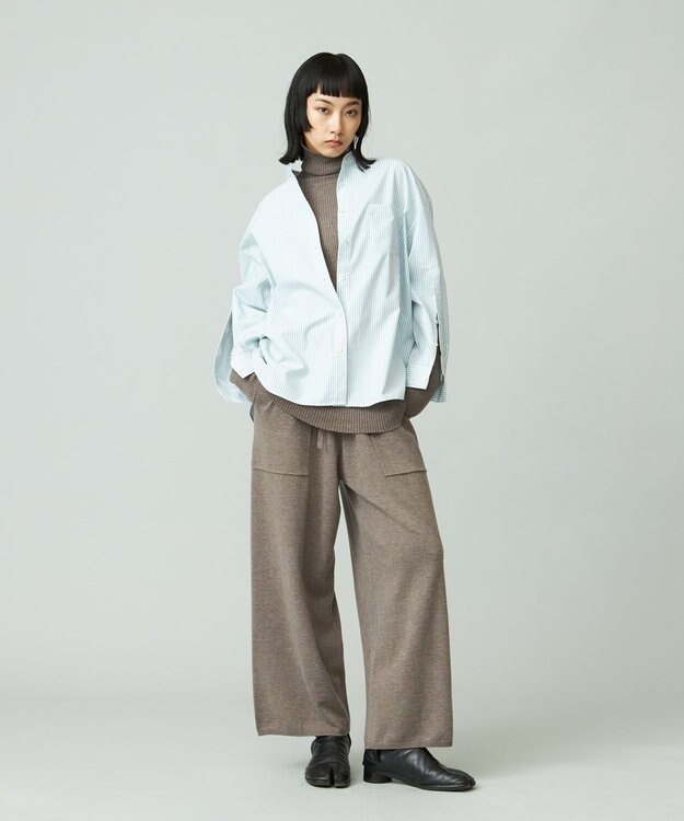 J.PRESS YORK STREET 【WOMEN】タイプライターストライプ バンドカラーシャツ グリーン系1