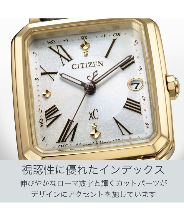 CITIZEN 【替えバンド付き2way】電池交換不要の電波時計 hikari collection Square 2way Model ES9502-12A イエローゴールド