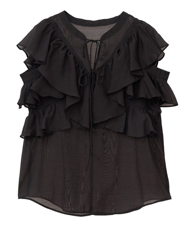 earth music&ecology ２ＷＡＹフリルブラウス Black