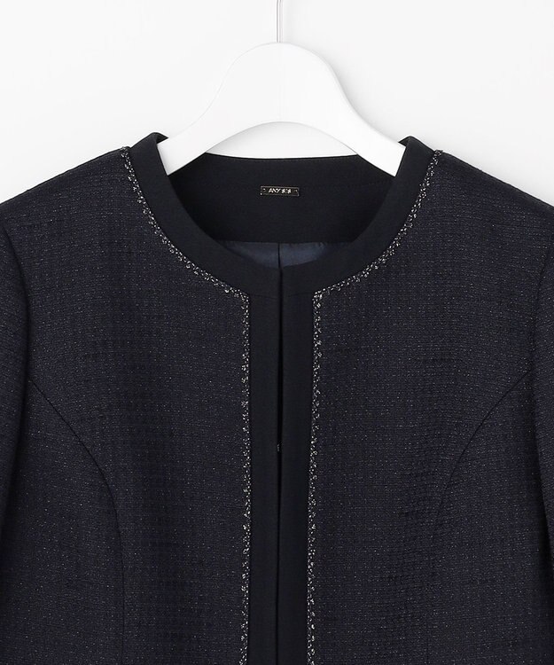 ANY SIS リップルボーダーストレッチ ジャケット ネイビー