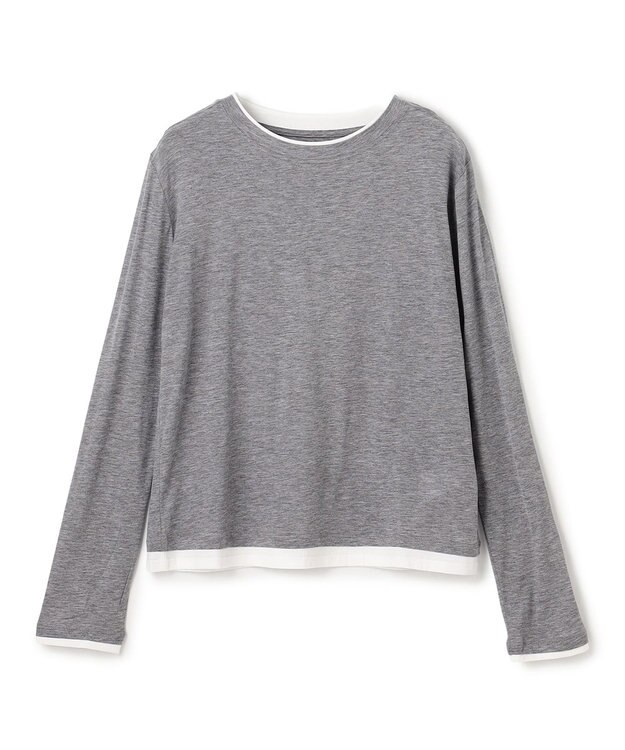 UNFILO L ソフトウール フェイクレイヤード ロンT チャコール