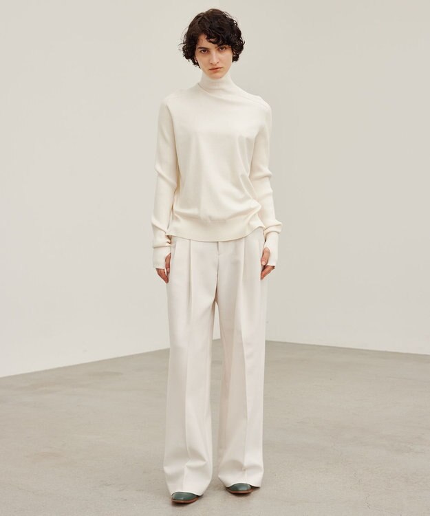 BEIGE， LAC / 2WAYストレッチワイドタックパンツ Ecru