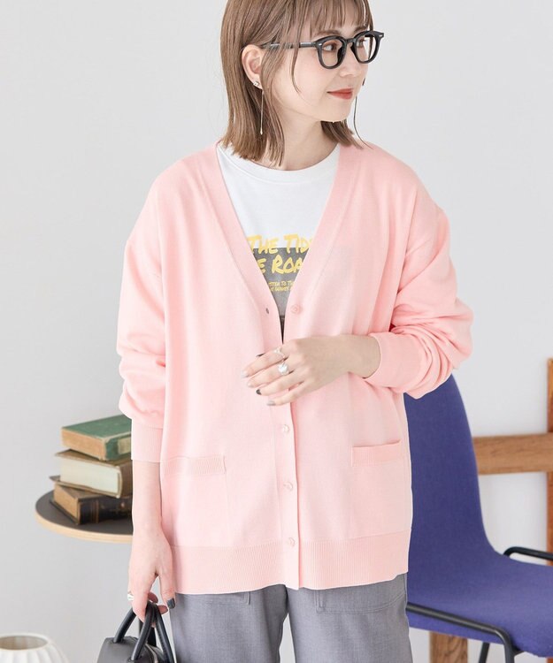 AMERICAN HOLIC Ｖネックポケット付きカーディガン Peach