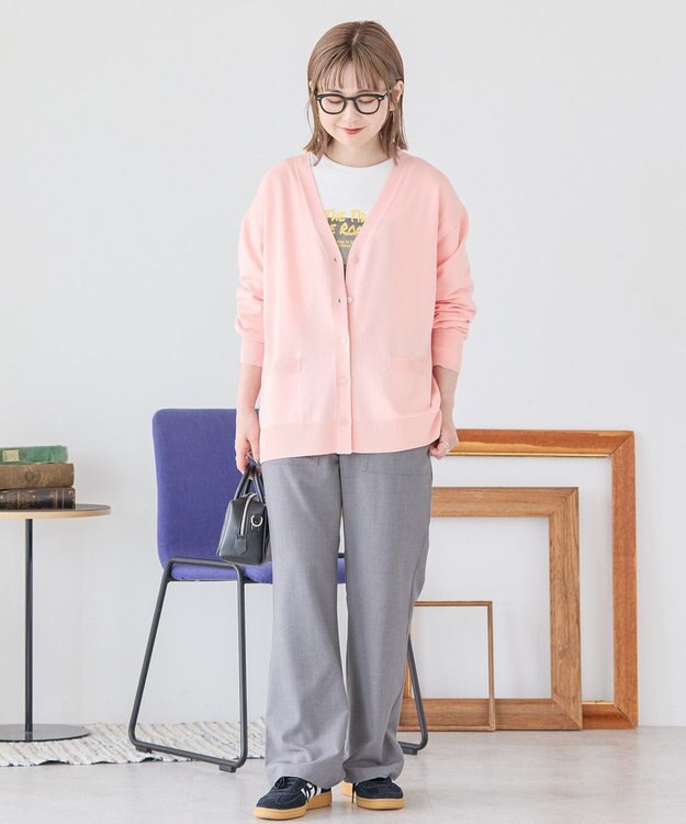 AMERICAN HOLIC Ｖネックポケット付きカーディガン Peach