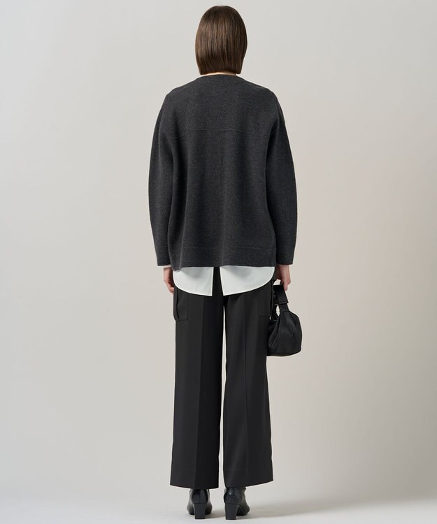 ICB ミルドウール ニットブルゾン チャコール系