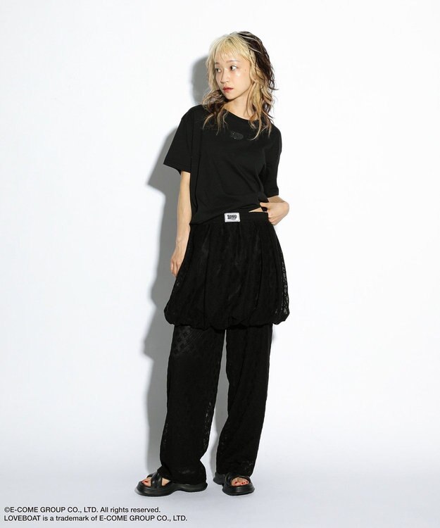 Green Parks ■ＬＯＶＥＢＯＡＴ　フラワーメッシュバルーンスカート Black