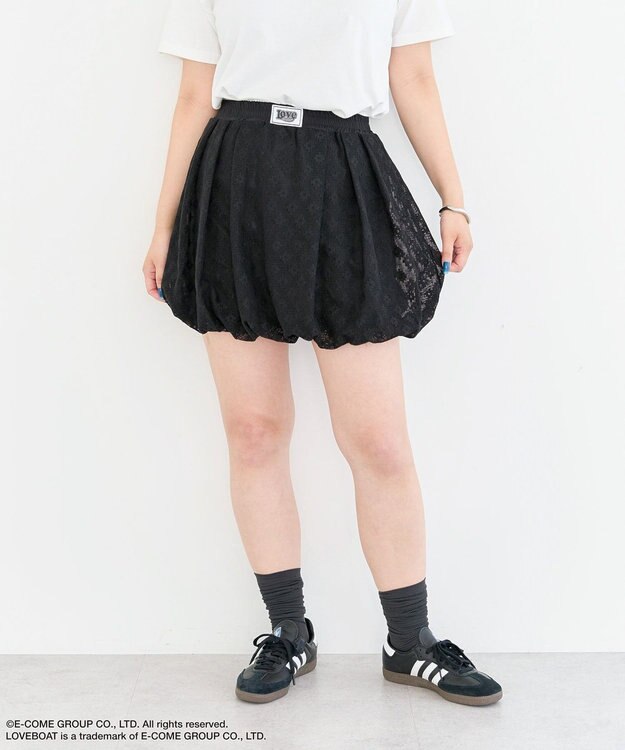 Green Parks ■ＬＯＶＥＢＯＡＴ　フラワーメッシュバルーンスカート Black