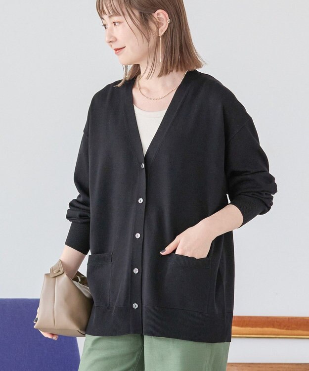 AMERICAN HOLIC Ｖネックポケット付きカーディガン Black
