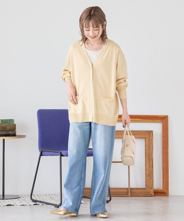 AMERICAN HOLIC Ｖネックポケット付きカーディガン Ecru