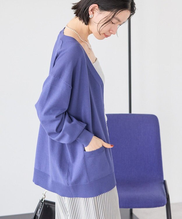 AMERICAN HOLIC Ｖネックポケット付きカーディガン Navy