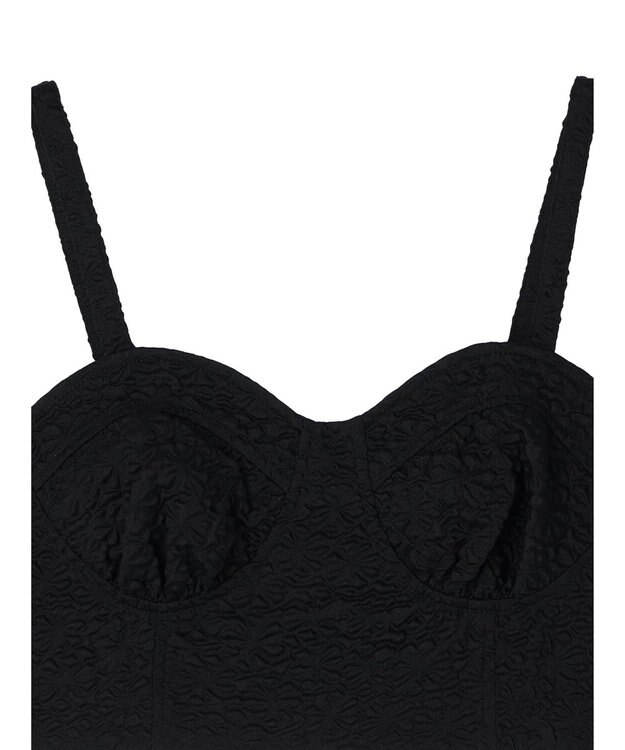 earth music&ecology エンボスフラワービスチェ Black