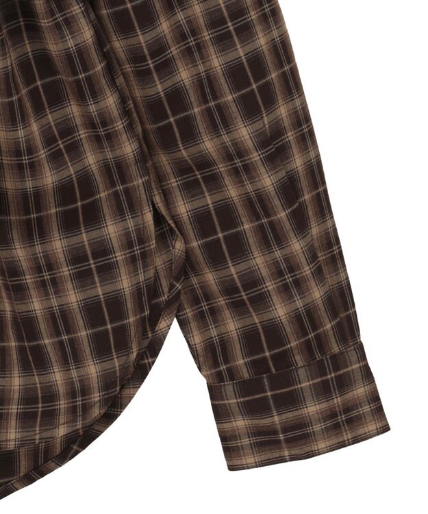 earth music&ecology SET2点チェック柄シャーリングビスチェ＋シャツ Brown