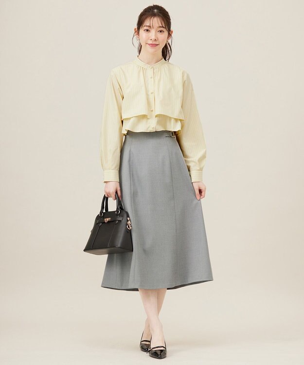 ANY SIS S 【洗える】褒めらレディフレア スカート グレーシャンブレー