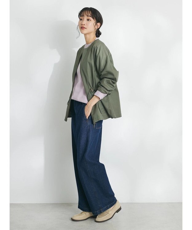 CRAFT STANDARD BOUTIQUE コットンギャバジンノーカラーＺＩＰブルゾン Khaki