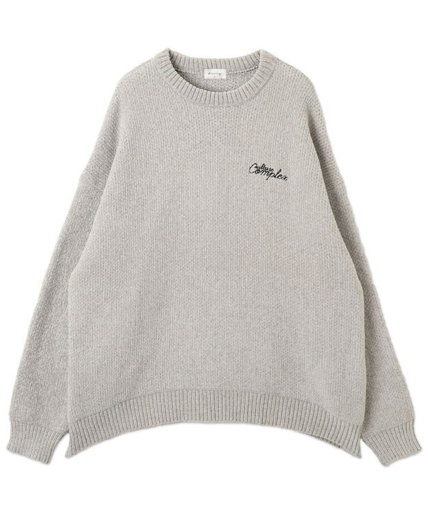 WEGO ベロアモールワンポイントプルオーバー ライトグレー