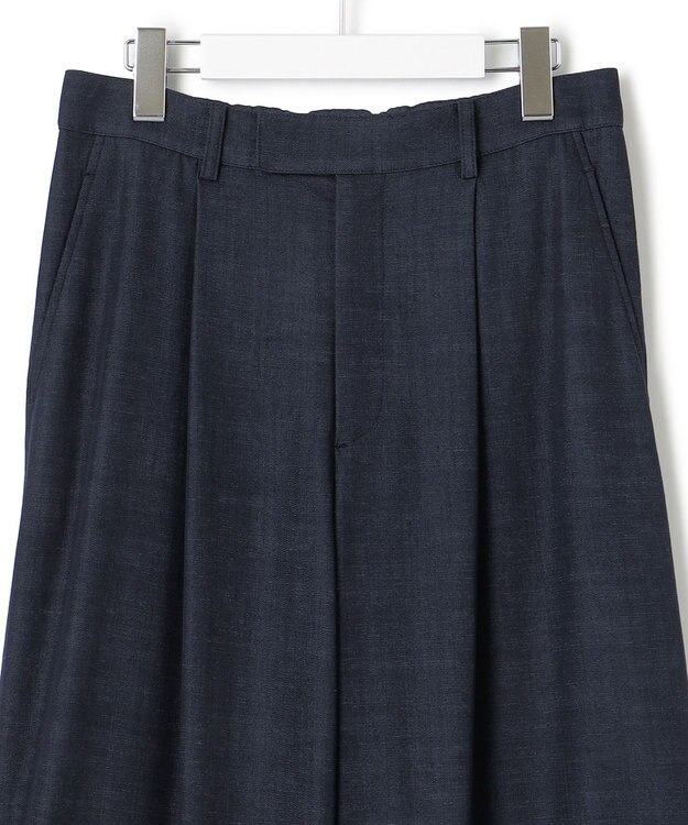 23区 デニムライクシャンブレー ワイドパンツ ネイビー系