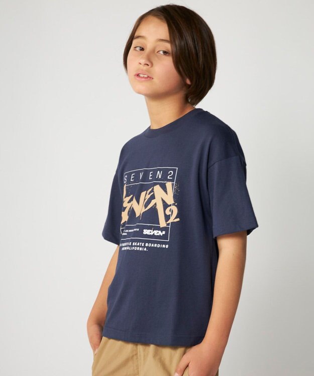 OP／FILA 【SEVEN2】ストリ－トデザインロゴTシャツ ネイビー