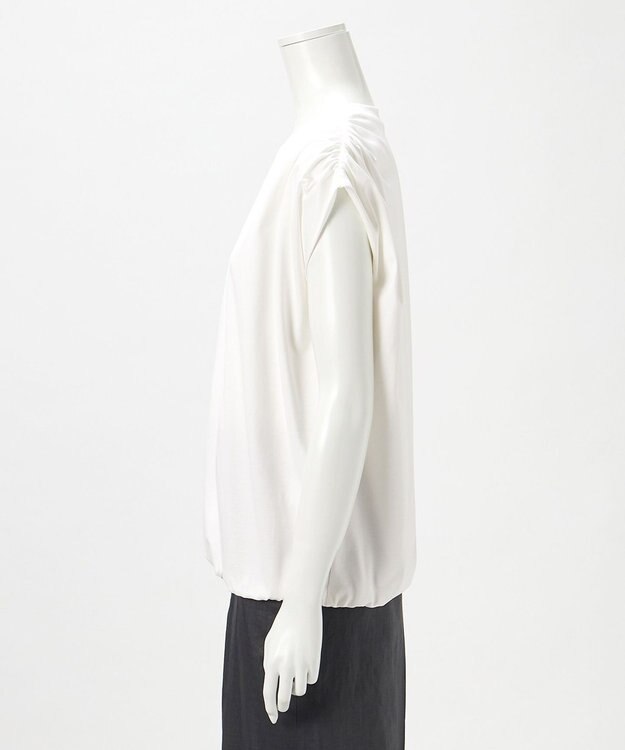 23区 S 【エステータ】ショルダータックジャージー カットソー ホワイト系