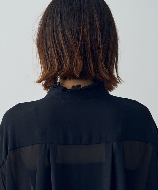 YECCA VECCA フリルデザインロングシャツ Black