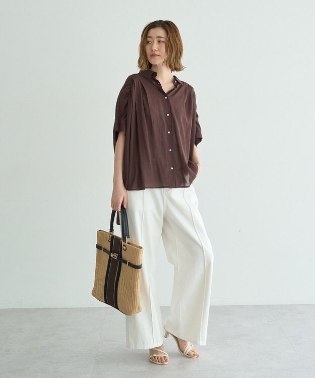 YECCA VECCA 【ドライタッチ】シアーバックギャザーシャツ Brown