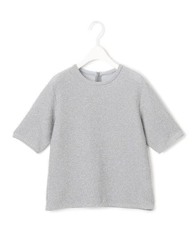 ICB L 【洗える】シャイニーラメジャガード カットソー シルバー系