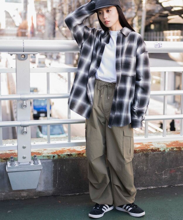 WEGO オンブレチェックシャツ ブラックチェック1