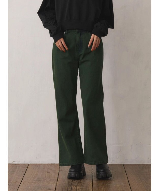 Green Parks ・ＳＵＧＡＲ　ＳＰＯＯＮ　カラーデニムフレアパンツ Green