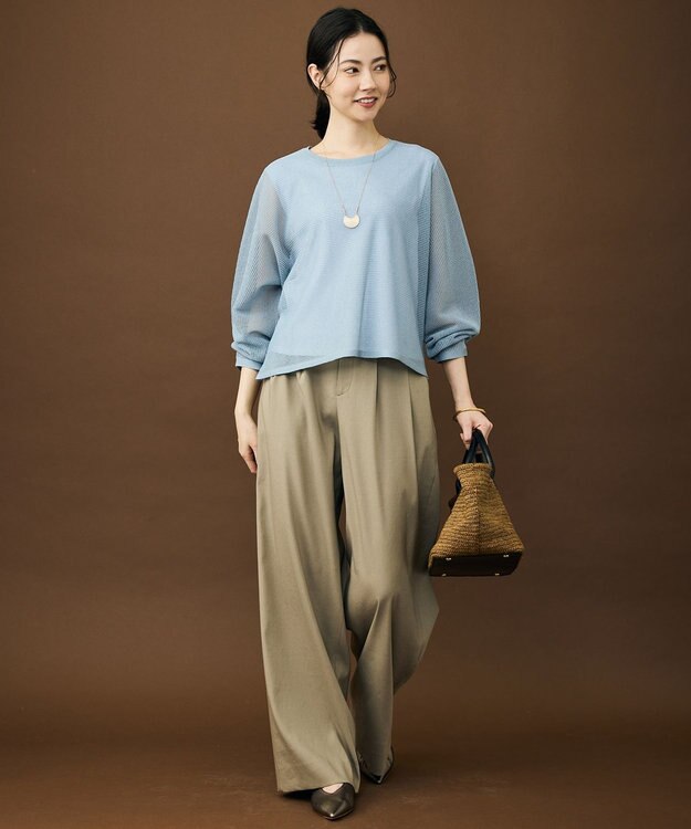 自由区 S 【セットアップ対応】リネンストレッチワイド パンツ カーキ