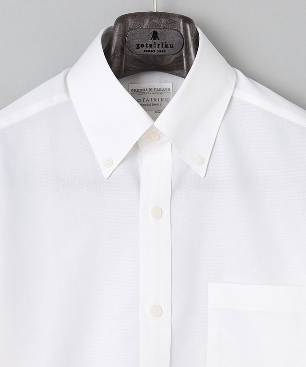 GOTAIRIKU 春夏向け【形態安定】SUMMERPREMIUMPLEATS_ボタンダウン 長袖ドレスシャツ ホワイト系