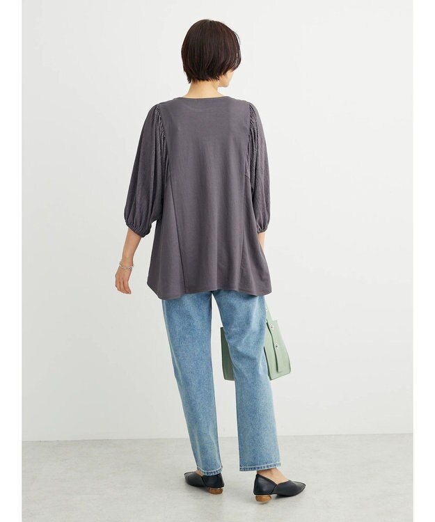 Green Parks ボリューム袖切替プルオーバー Dark Gray