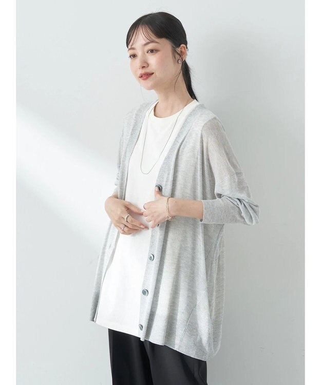 earth music&ecology シアーＢＩＧカーディガン Gray Mixture