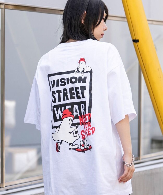 WEGO 【ユニセックス着用ITEM】別注VISIONボックスロゴゴーストスケーターT（SS） ホワイト