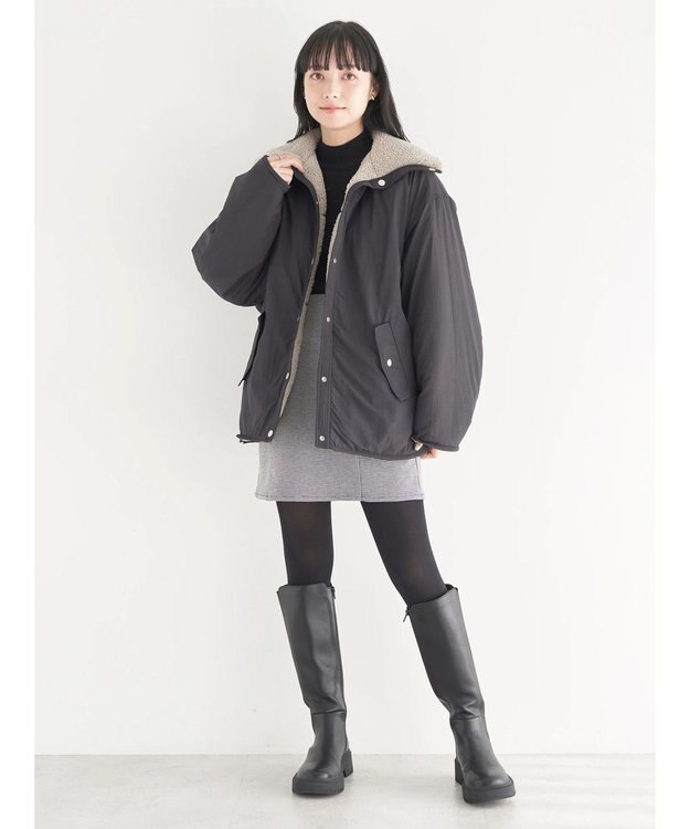 earth music&ecology リバーシブルボアブルゾン Mocha