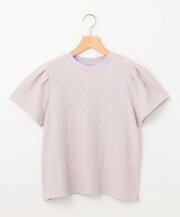 組曲 L 【WEB限定】ストレッチジャガード クロップドＴシャツ ピンクグレージュ系