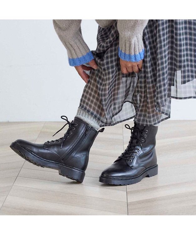 ing <ing>【WEB限定】レースアップショートブーツ ブラック