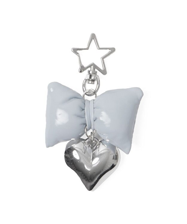 WEGO クッションリボンハートキーホルダー ブルー