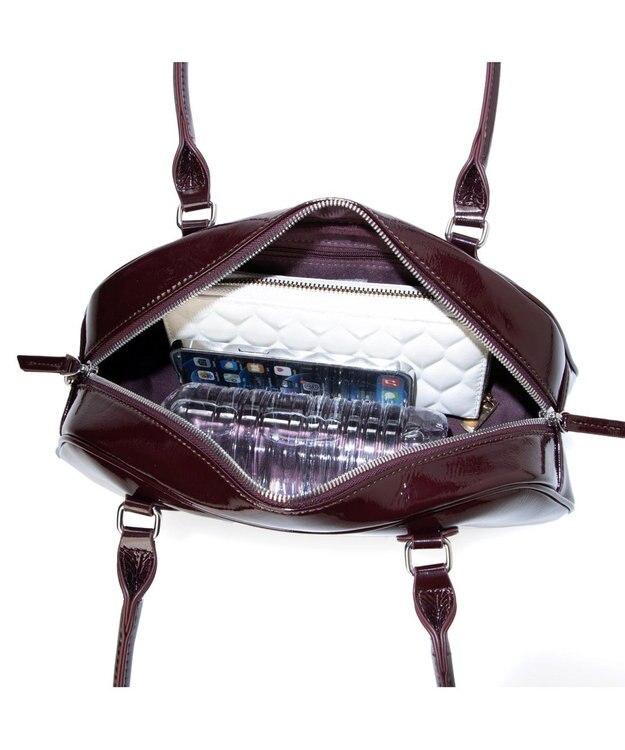 UNBILLION カシュカシュ cachecache / 横長エナメルボストン ワイン