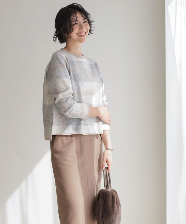 J.PRESS LADIES L SOFTサーモ2way ナロースカート ベージュ系