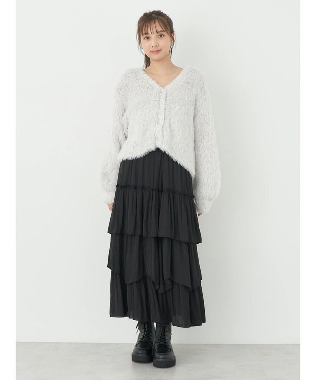 earth music&ecology ランダムティアードスカート Black