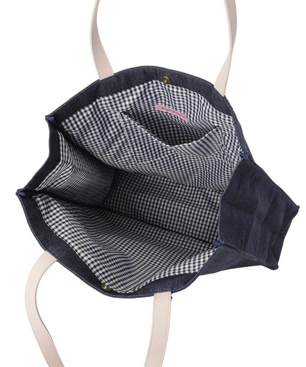Maison de FLEUR デニムブランドロゴスクエアトートバッグ Indigo