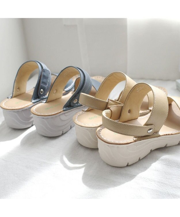 Pointer 本革 超軽量2WAY ツーバンドサンダル ベージュ