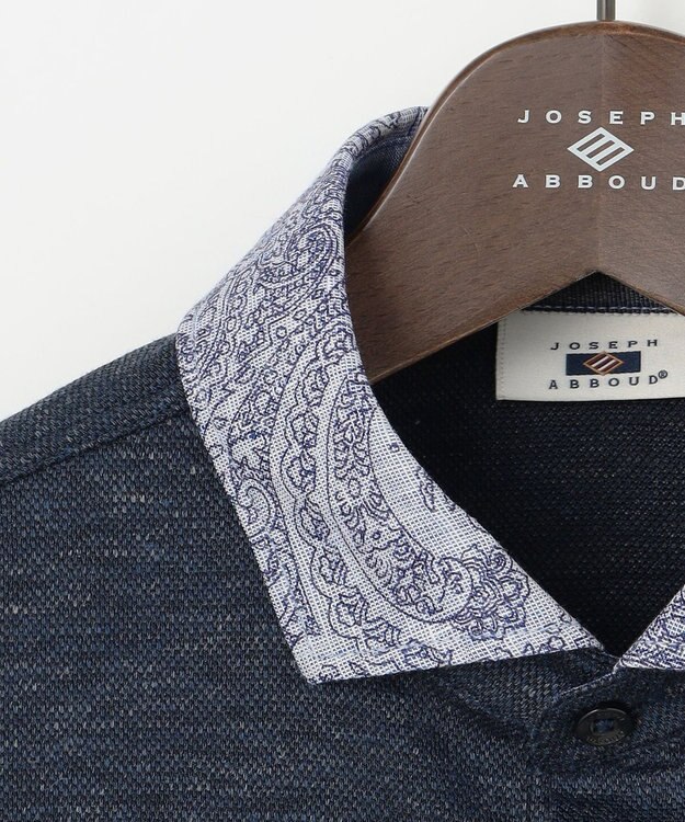 JOSEPH ABBOUD 【リネン素材/吸水速乾/日本素材】リネンハニカム ダディ ポロシャツ ネイビー×ペイズリー