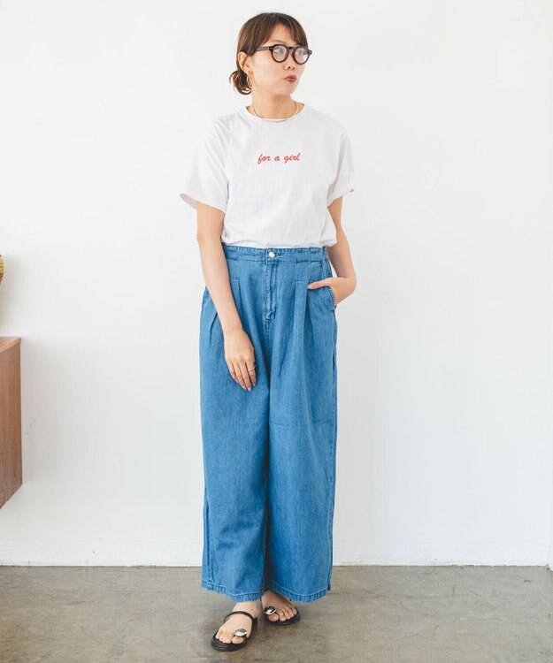 caqu FS linen relax pants コットンリネンリラックスワイドデニム 3years