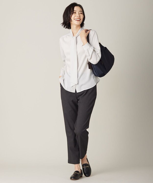 J.PRESS LADIES S 【洗える】30/2 TR ドビー ガンクラブ テーパード パンツ グレー系3