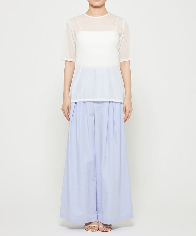 uncrave トリコットシフォン ハーフスリーブカットソー オフ