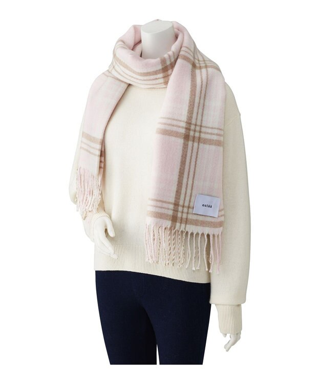 MOONBAT estaa パフィーラメストール グラデーションチェック／手洗い可 ペールピンク