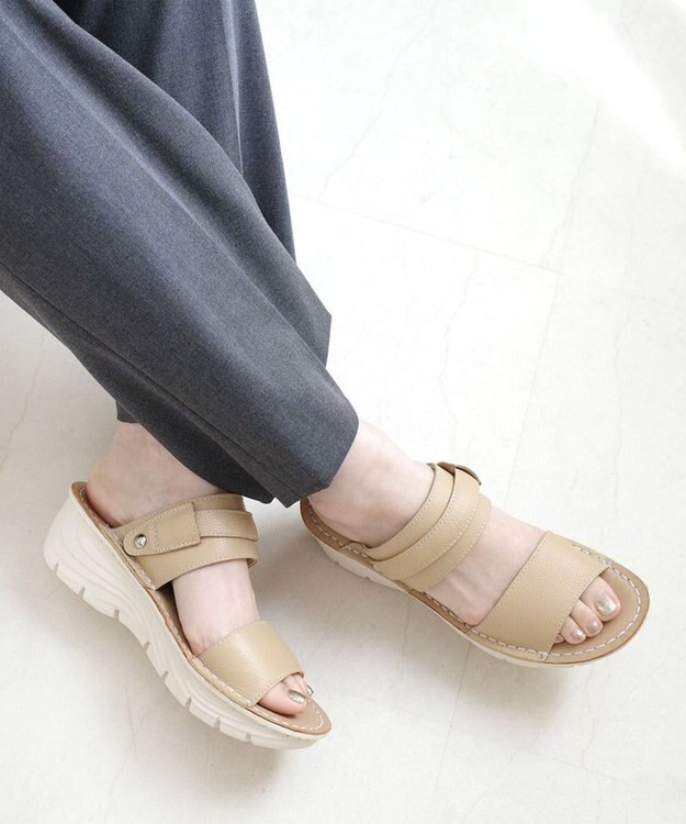 Pointer 本革 超軽量2WAY ツーバンドサンダル ベージュ