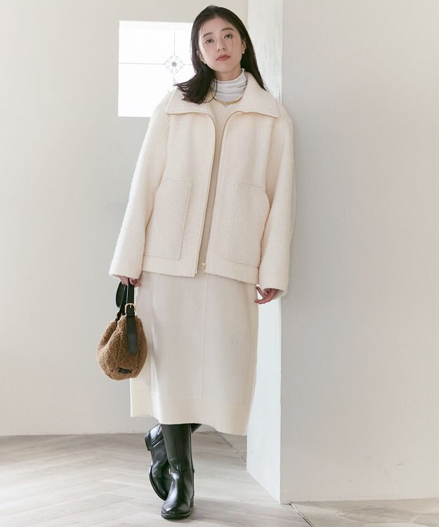 23区 【SLOW/一部店舗限定】ニットトータル Vネック ワンピース ホワイト系